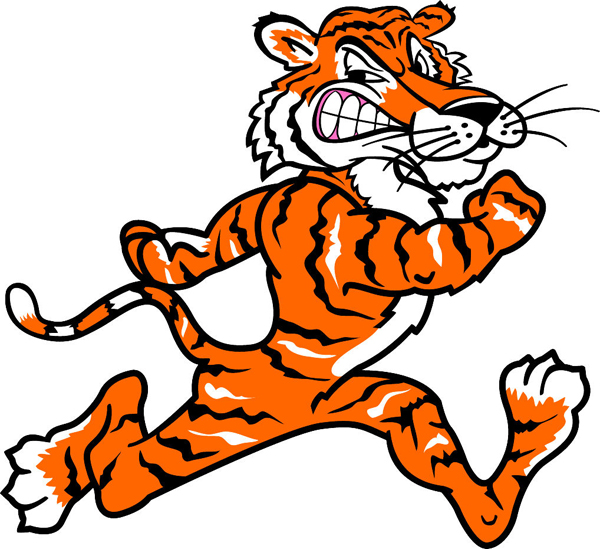 Tiger team mascot color vinyl sports decal. Personalize on line. Tiger 5